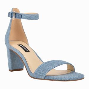 Nine West Pruce Ankle Strap Heeled Sandals - Light Blue - Ireland (BA9201687)